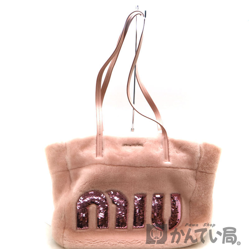 miumiu ファーバッグ トートバッグ バック ミュウミュウ スパンコール ...