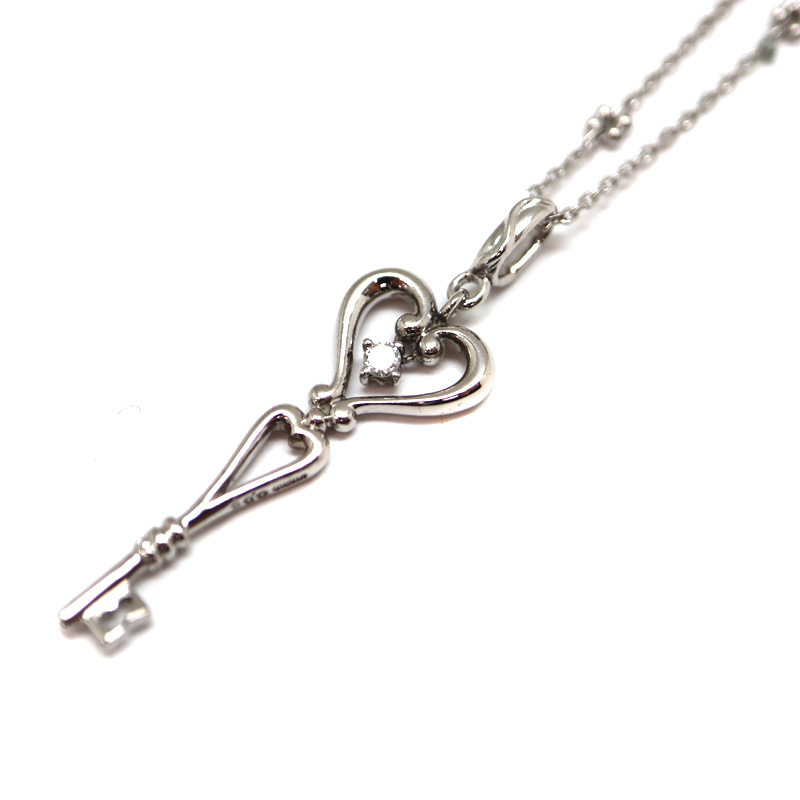 18金/ホワイトゴールド K18WG D0.05ctネックレス ダイヤモンド 【中古】