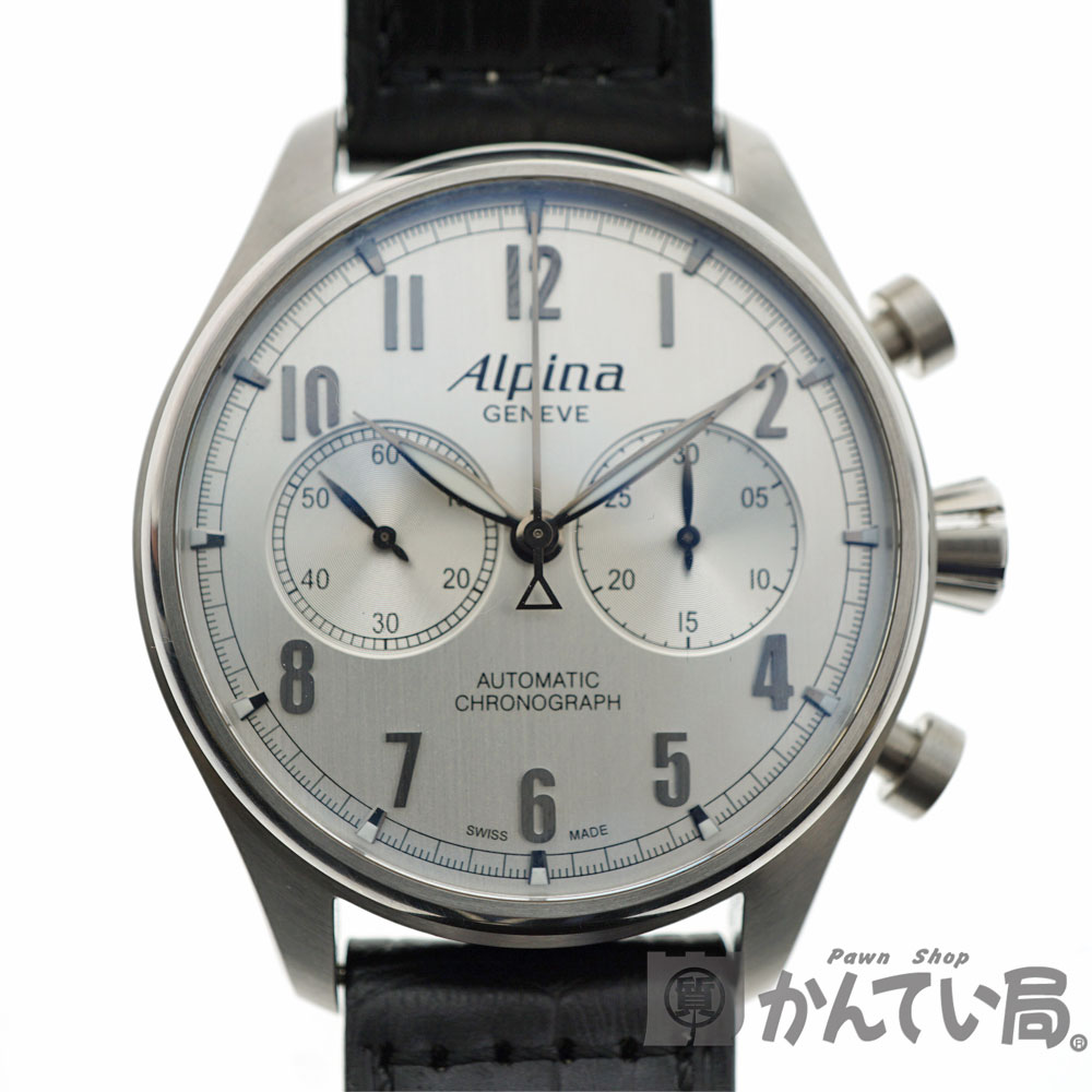 Alpina【アルピナ】 AL860X4S6 スタータイマー　SS レザー　自動巻き　メンズ　クロノグラフ　シルバー　【中古】 USED-8 n20-1649 質屋かんてい局北名古屋店