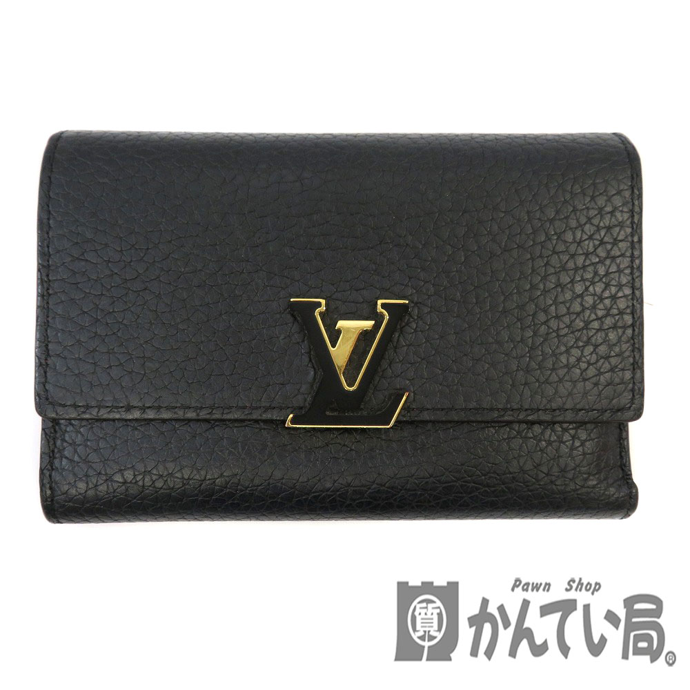 LOUISVUITTON【ルイヴィトン】ルイヴィトン M62157 ポルトフォイユ・カプシーヌ コンパクト 財布 レディース レザー ブラック ピンク 折り財布 【中古】USED-6 質屋 かんてい局細畑店 h2002280