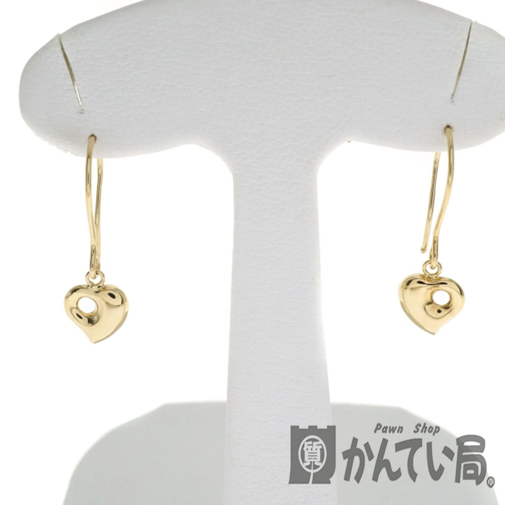 【新品仕上げ済み】K18 ピアス ハート ゴールド 両耳 フック レディース アクセサリー 【中古】USED-9 質屋 かんてい局細畑店 h2001876