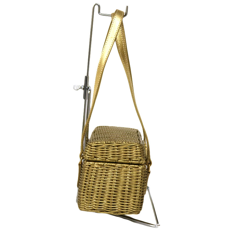 【美品】capaf/カパフ/ITALY製/ゴールド金具/かごバッグ/ハンドバッグ capaf》ハンドバッグかごバッグ トップハンドルゴールド金具