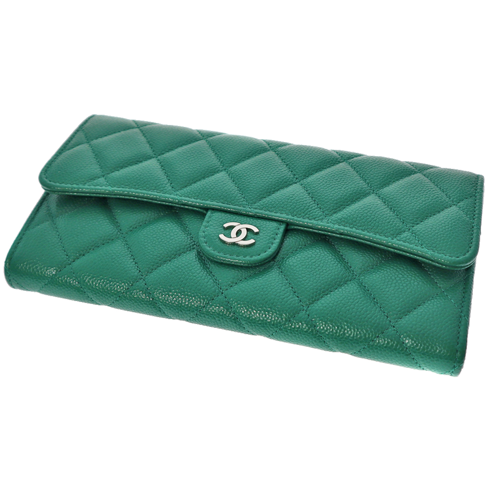 シャネル 長財布 ココステッチ キャビアスキン フラップ CHANEL シャネル マトラッセ ココロック キャビアスキン フラップ