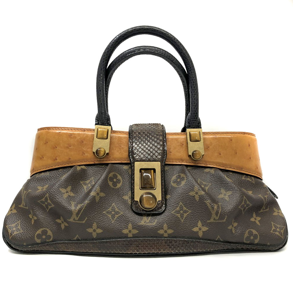 質屋かんてい局オンラインショップ / LOUIS VUITTON 【ルイヴィトン】 M95089 ドーラ ブラウン系 モノグラム ワルツ レディース  ブランド ハンドバッグ 鞄 リザード パイソン オーストリッチ ダチョウ トカゲ ヘビ エキゾチック レザー 【中古】 USED-6 質屋 かんてい局  ...