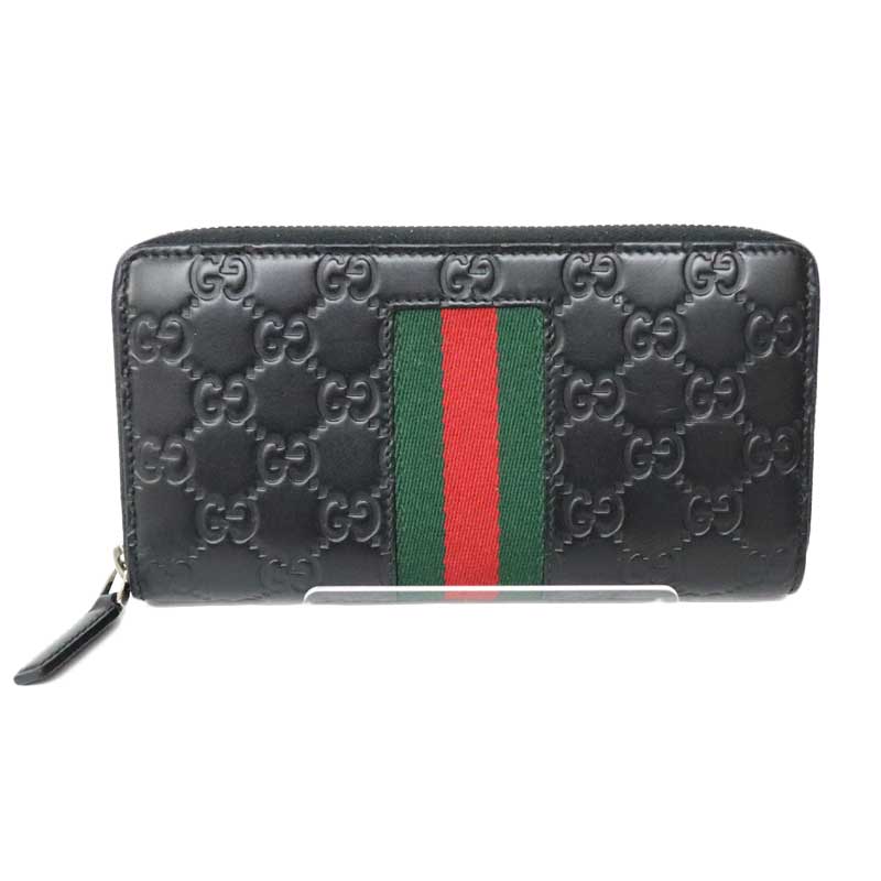 グッチ Gucci 408831 ラウンドファスナー財布 黒【中古】