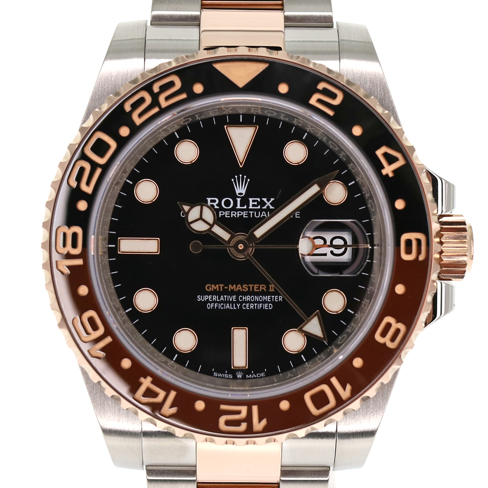 ROLEX【ロレックス】126711CHNR GMTマスター2 2019年4月購入 ランダム 腕時計 メンズ 自動巻き オートマチック 機械式 RG(PG)×ブラウン ブラック カフェオレ ギャラ 保証書 コンビ スポーツ 【中古】USED-9 質屋かんてい局小牧店 c21-2803