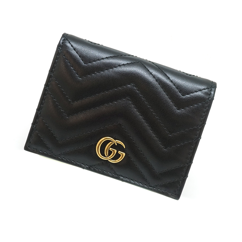 グッチ Gucci 466492 コンパクトウォレット 二つ折り財布  GGロゴ ブラック【中古】