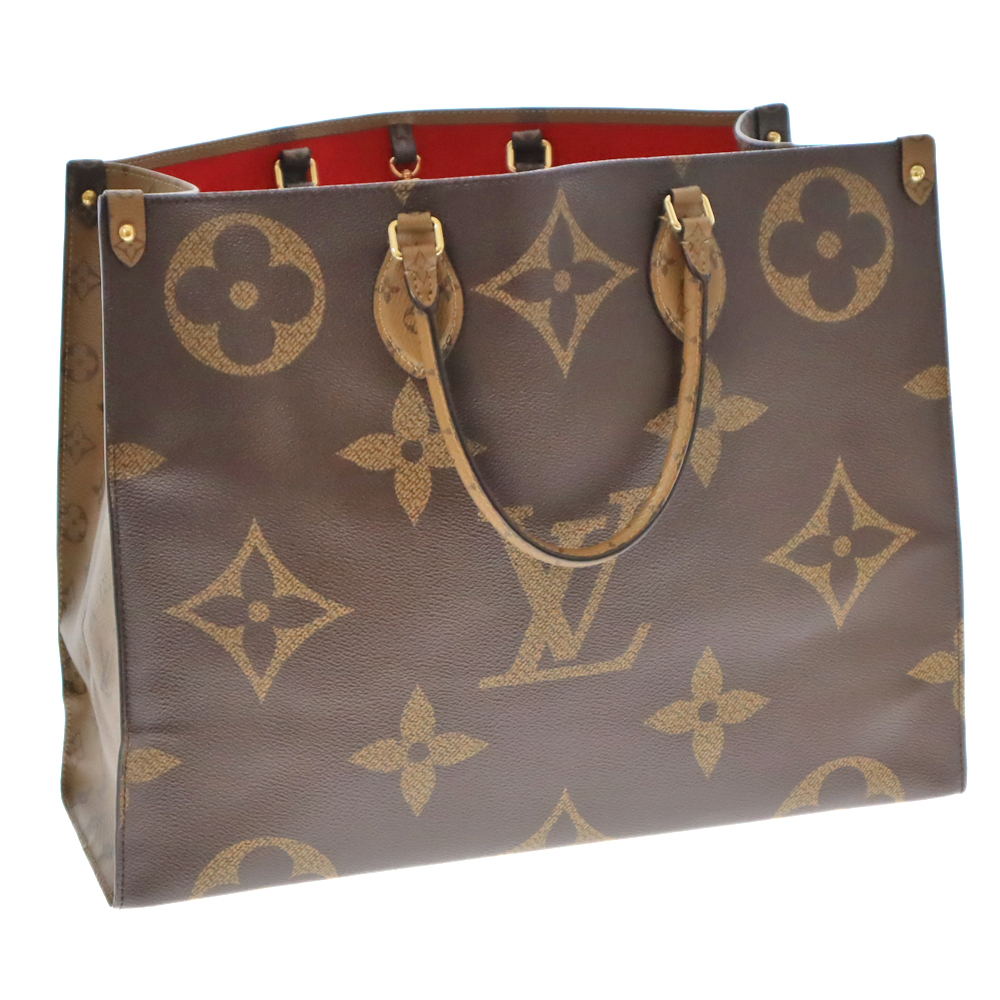 LOUIS VUITTON【ルイ・ヴィトン】M44576 オンザゴーGM トートバッグ 2WAY モノグラムジャイアント リバース キャンバス ブラウン系 ベージュ系 ハンドバッグ 肩掛け ブランド LV 大容量 カバン 鞄 ユニセックス【中古】USED-6 質屋かんてい局春日井店 k21-1615
