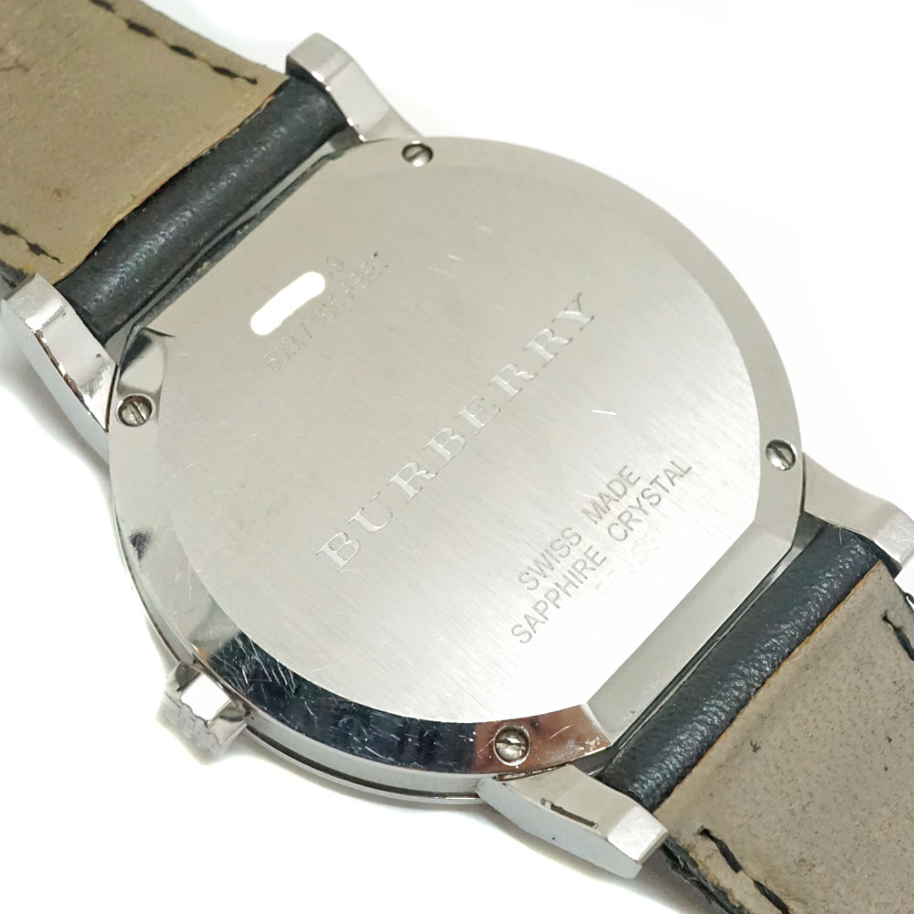 動作品 BURBERRY ブラックレザーベルト時計 BU9009 BURBERRY バーバリー BU9009 The City シティ クォーツ ブラック