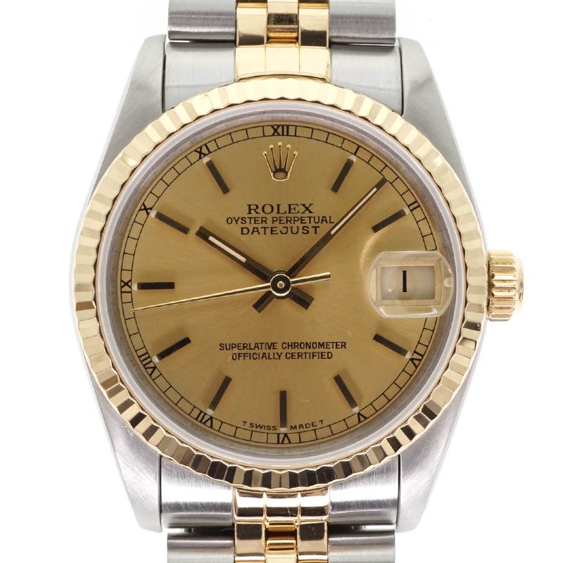 【決算セール】ROLEX【ロレックス】68273 デイトジャスト ボーイズ 腕時計 N番(91-92年頃) 自動巻き オートマチック コンビモデル K18YG×SS ドレスモデル シャンパン文字盤 バーインデックス 【中古】USED-SA【9】 質屋かんてい局細畑店 h2102613
