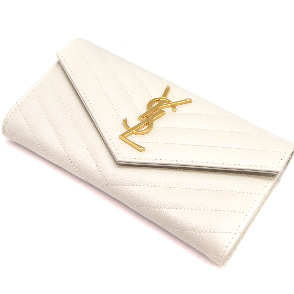SAINT LAURENT 長財布　ホワイト SAINT LAURENT ホワイト 長財布財布 サンローラン YSLロゴ レザー長