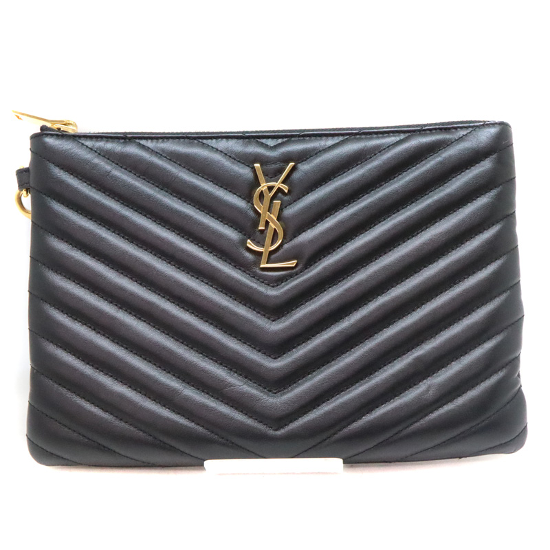 ✨新品未使用✨サンローラン　長財布　クラッチバック　ポーチ　パイソン　レザー　黒 SAINT LAURENT サンローラン クロコ型押しクラッチバッグ