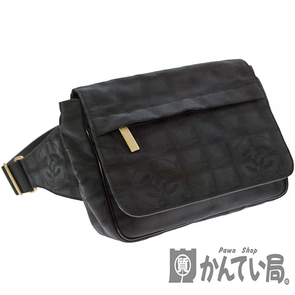 USEDシャネル ニュートラベルライン ボディバッグ ブラック ゴールド USEDシャネル ニュートラベルライン ボディバッグ ブラック ゴールド