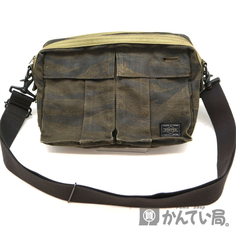 PORTER【ポーター】ショルダーバッグ　吉田カバン　斜めがけ　迷彩　カモフラージュ　カーキ系　鞄　メンズ　USED-6　【中古】A2003533　 質屋かんてい局茜部店