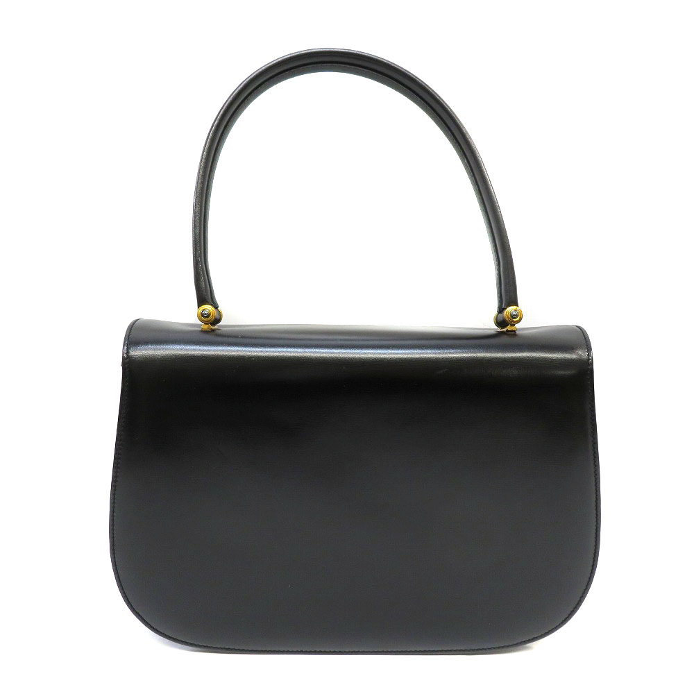 【美品】GUCCI グッチ　ハンドバッグ　ターンロック　ゴールド金具　レザー ⭐極美品⭐GUCCI自立型ターンロックハンドバッグブラックレザー