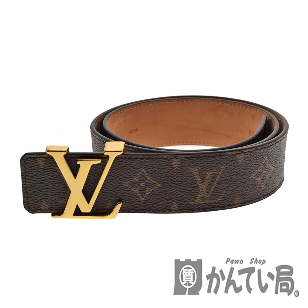 LOUIS VUITTON【ルイ・ヴィトン】M9608W サンチュール LVイニシアル40MM ベルト ゴールド金具 モノグラム・キャンバス ブラウン系 80/32 メンズ レディース【中古】 USED-7 質屋かんてい局北名古屋店 n20-3238