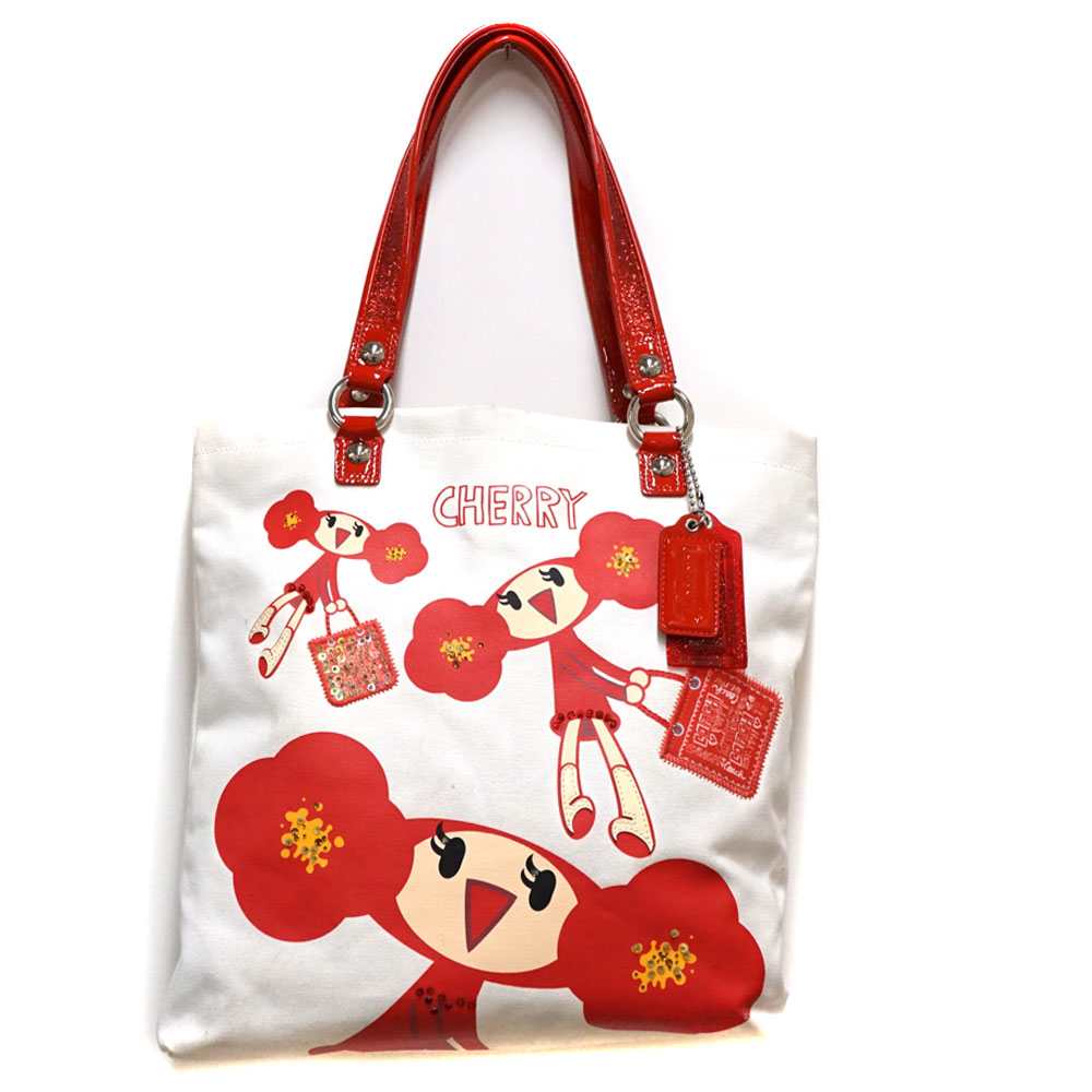 coach　トートバッグ COACH 14713 POPPY CHAN Cherry Canvas Glam Tote Bag Glitter