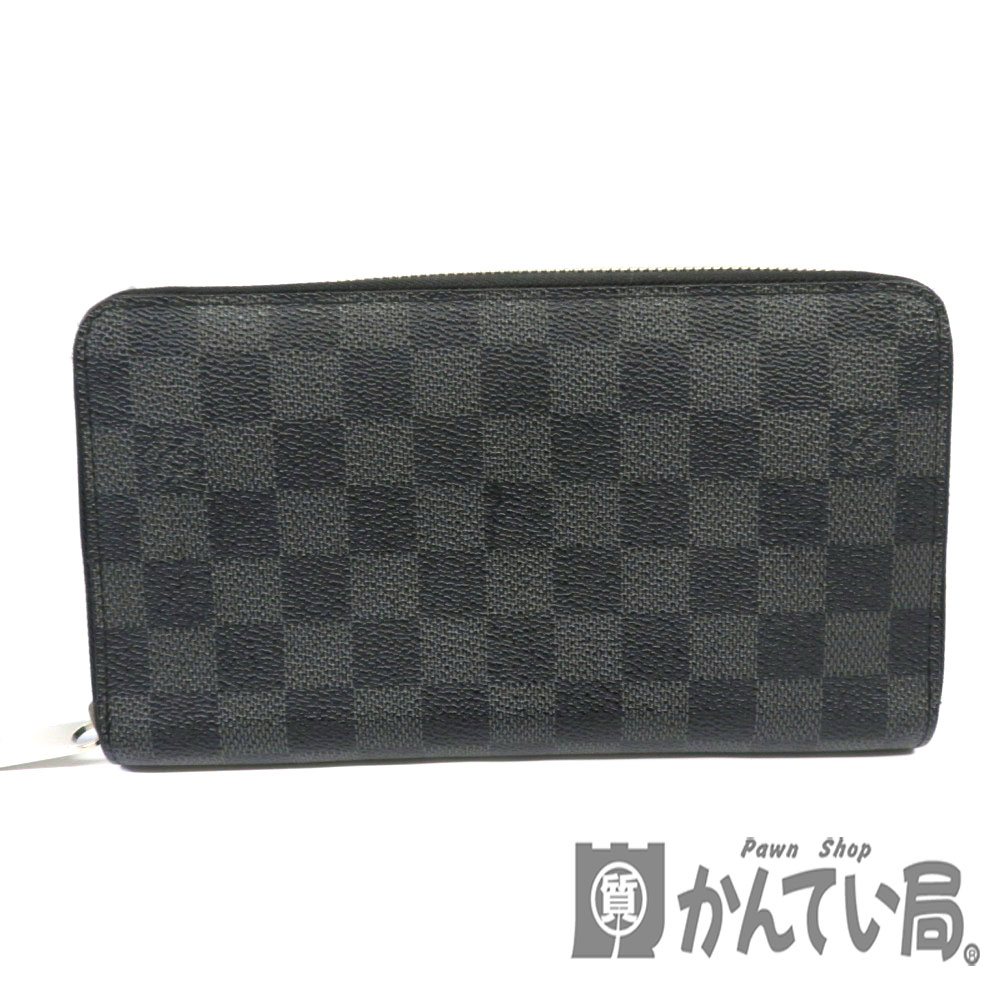 LOUISVUITTON【ルイヴィトン】N63077 ジッピー・オーガナイザー ダミエ グラフィット 長財布 メンズ ラウンドファスナー イニシャル入り【中古】USED-6 質屋 かんてい局細畑店 h2003136