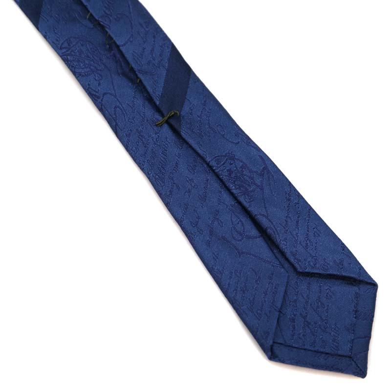 新品　付属品完備 Berluti カリグラフィ ネクタイシルク ネイビー BERLUTI ベルルッティ カリグラフィ ネクタイ マルベリーシルク 100%