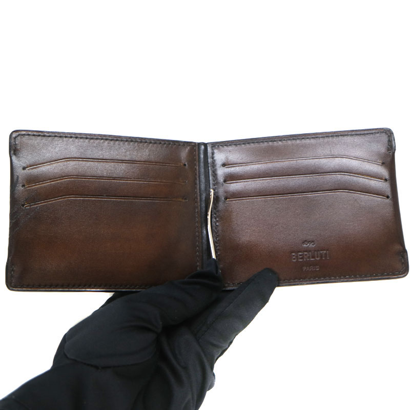 BERLUTI 二つ折り財布 ブラウンレザー　マネークリップ BERLUTI ベルルッティ マネークリップ/2つ折り財布/FIGURE