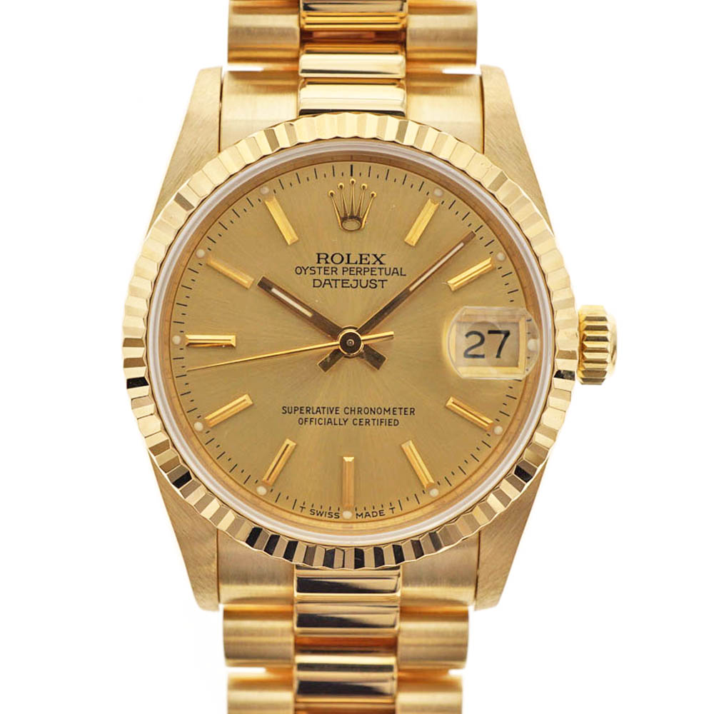 ROLEX【ロレックス】68278 デイトジャスト 金無垢 W番 YG(イエローゴールド) ジュビリー シャンパンゴールド 自動巻き ボーイズ 腕時計 メンテナンス済み【中古】USED-9【質屋かんてい局北名古屋店】n21-4184
