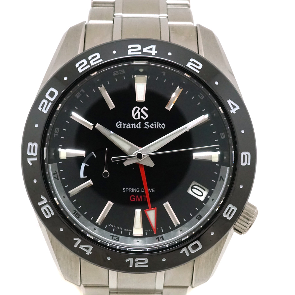 GRAND SEIKO【グランドセイコー】SBGE253 スプリングドライブ GMT 自動巻き(オートマ) SS(ステンレス)  ブラック文字盤 ブラックベゼル メンズ 腕時計 【中古】USED-8 質屋 かんてい局北名古屋店 n22-4458