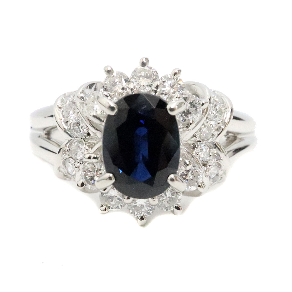 Pt850　天然 サファイアリング　S0.67ct　D0.08ct　ダイヤモンド Pt850 天然 サファイアリング S0.67ct D0.08ct ダイヤモンド