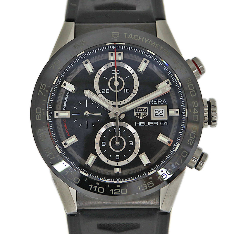 TAG Heuer【タグ・ホイヤー】CAR201Z.FT6046 カレラ キャリバーホイヤー01 クロノグラフ SS(ステンレス)×ラバー 自動巻き メンズ 腕時計【中古】USED-AB 質屋 かんてい局茜部店 a22-4759