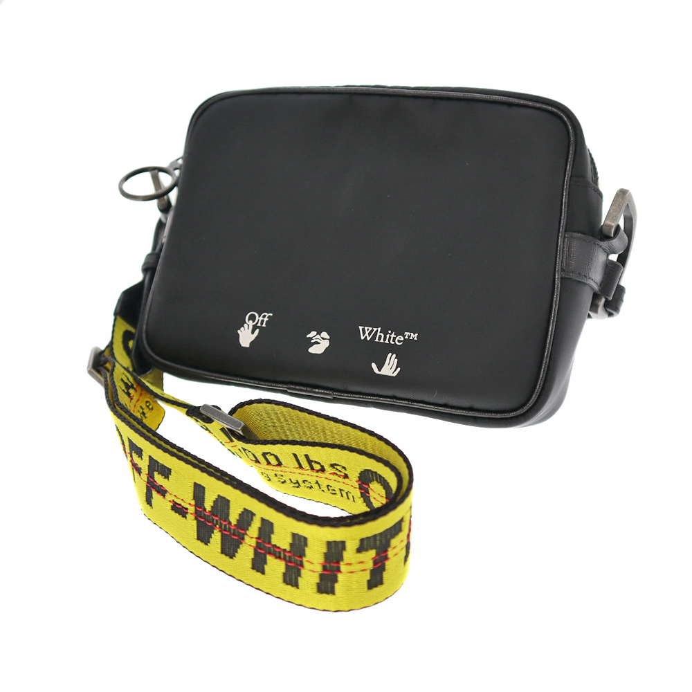 OFF-WHITE 【オフホワイト】OMNA049 ナイロンショルダーバッグ 20FW OW LOGO NYLON CROSSBODY ブラック系  ボディバッグ 2020秋冬 メンズ レディース ユニセックス 【中古】 USED-6 質屋かんてい局春日井店 k22-4037