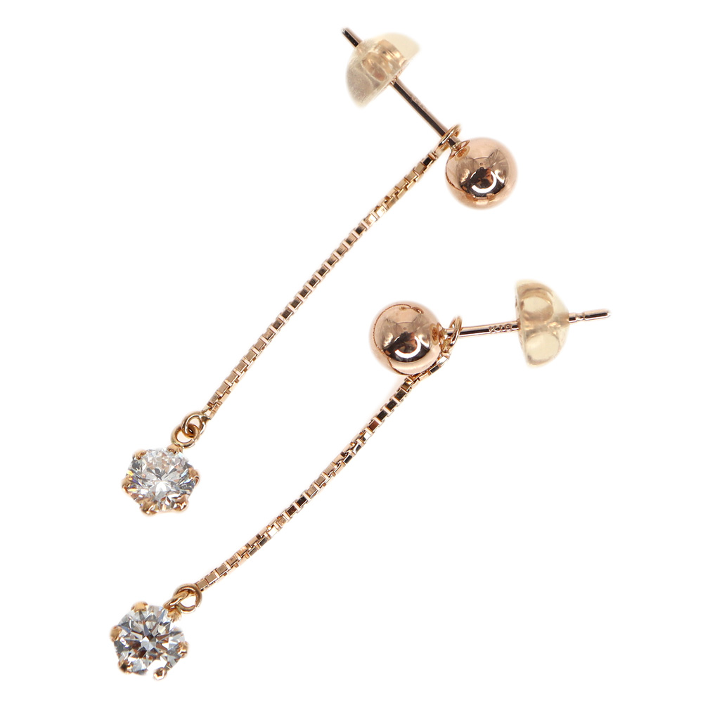 質屋かんてい局オンラインショップ / K18WG 18金ピンクゴールド D0.217/D0.204ctピアス 0.7g 【中古】