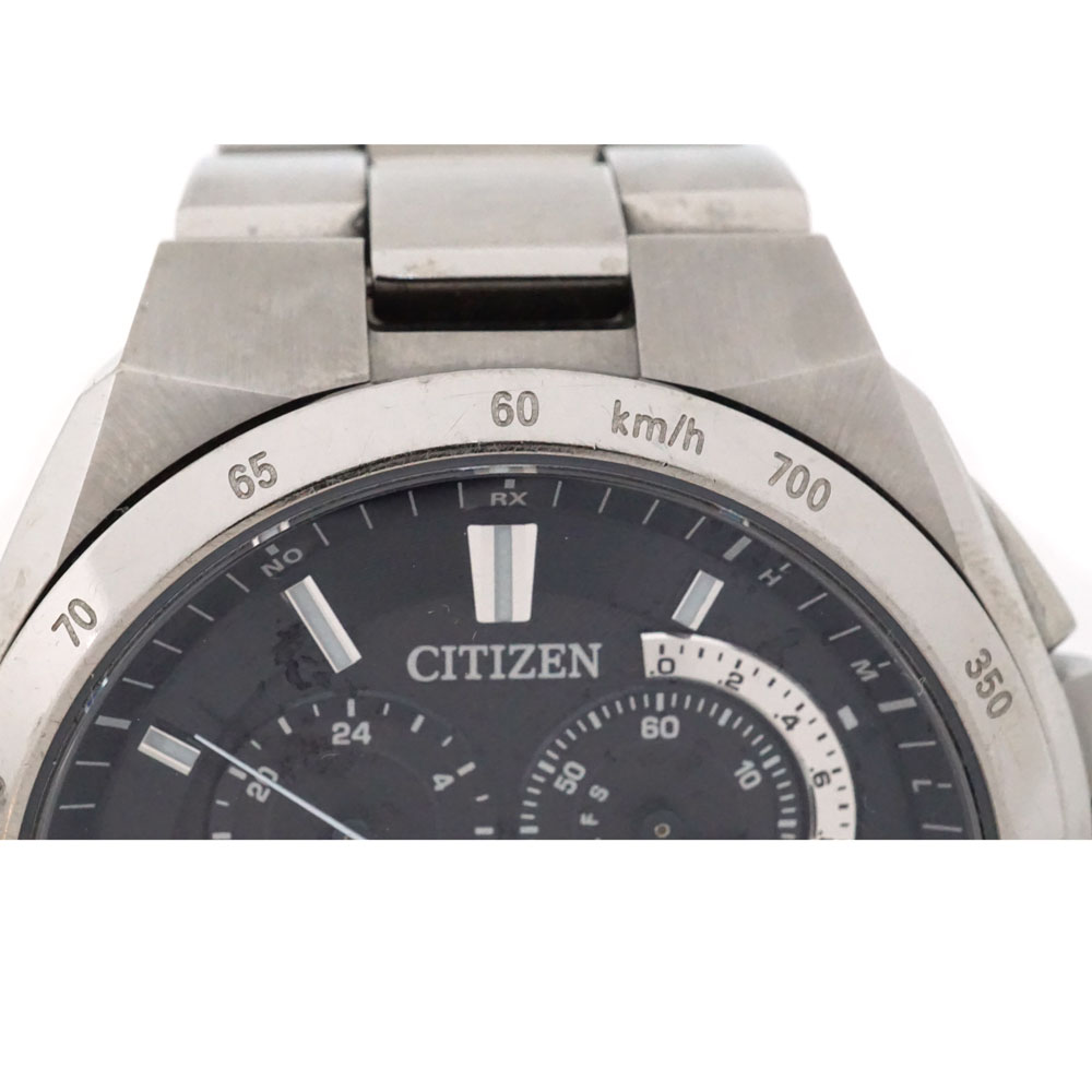 CITIZEN アテッサ チタンE610-T018505 値下げ シチズン アテッサ E610-T018505 電波エコドライブ 黒文字盤 メンズ