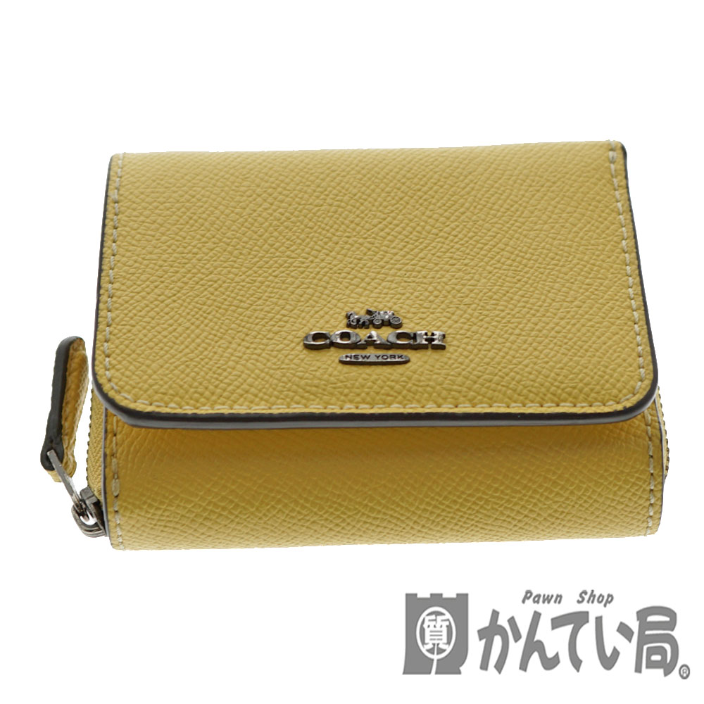 COACH コーチ 三つ折り財布 レトロイエロー 黄色 ミニウォレット 質屋 