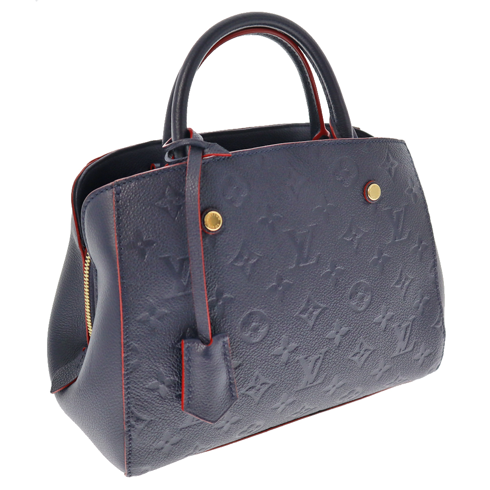 LOUIS VUITTON【ルイ・ヴィトン】M42747 モンテーニュBB モノグラム アンプラント レザー ネイビー系 レッド系 マリーヌルージュ  2WAY ショルダーバッグ ハンドバッグ 肩掛け レディース 鞄 かばん【中古】USED-7 質屋かんてい局春日井店 k22-4323