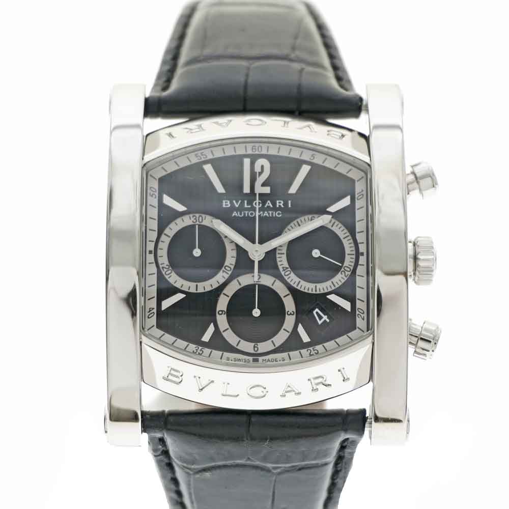ブルガリ BVLGARI アショーマ　クロノフラフ AA48SCH ブラック ステンレススチール SS メンズ 腕時計