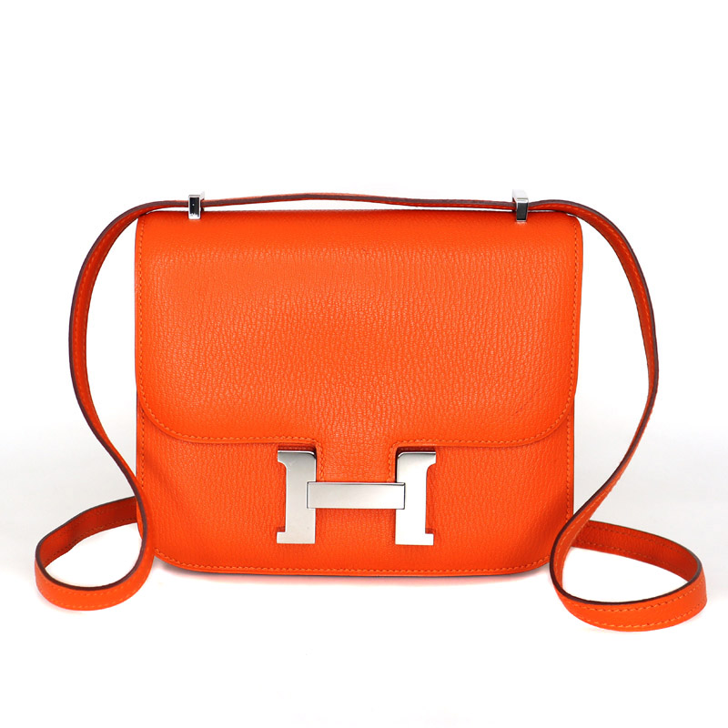 HERMES 【エルメス】 コンスタンス3　ミニ　18　ハンドバッグ　ショルダーバッグ　レザー　シルバー金具　オレンジ系　レディース　人気　【中古】USED-7　 かんてい局大垣店　p22-1654