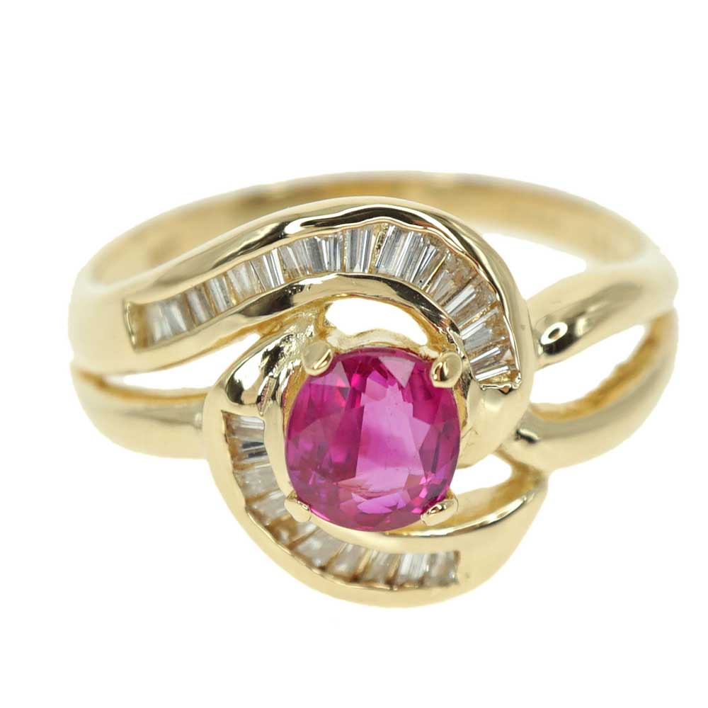 K18 18金 ゴールド750 ルビー 0.62ct リング 指輪 約10号半 アクセサリー 