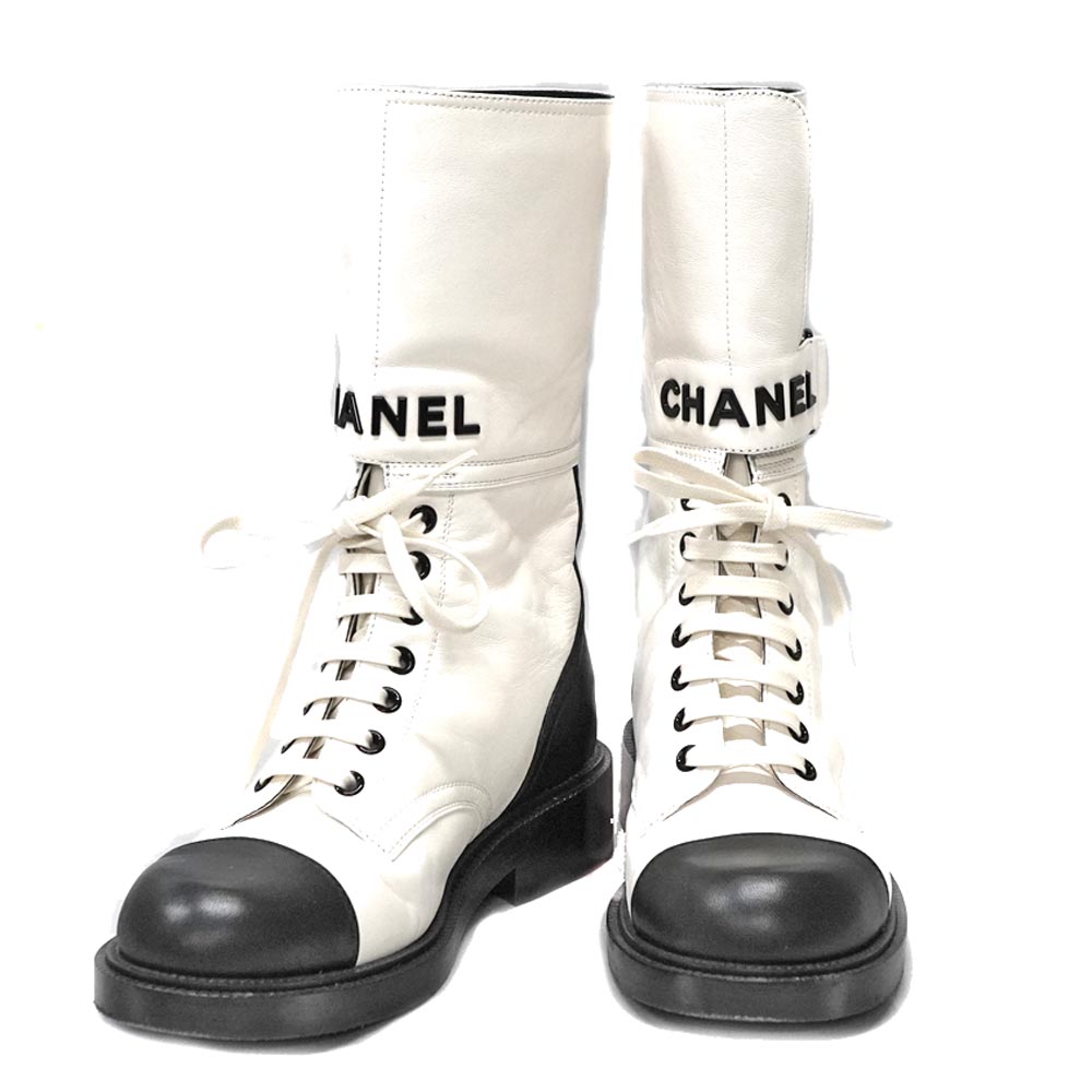 シャネル Chanel G37808 レースアップシューズ ブーツ 靴 36 1/2 【中古】