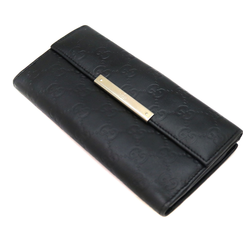 【美品】GUCCI　グッチ ブラックレザー　財布　オールドグッチ　送料無料 GUCCI（グッチ） 未使用 財布 レザー 二つ折り オールドグッチ 札入れ