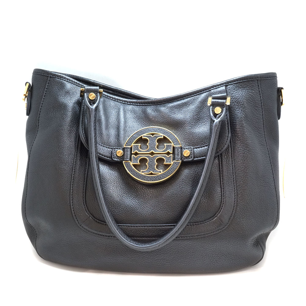 質屋かんてい局オンラインショップ / TORY BURCH 【トリーバーチ】2WAYトートバッグ レザー ブラック 黒 レディース 鞄 ゴールド金具  ロゴ 革 ハンドバッグ ショルダーストラップ付き【中古】USED-8 質屋かんてい局北名古屋店 n21-5648