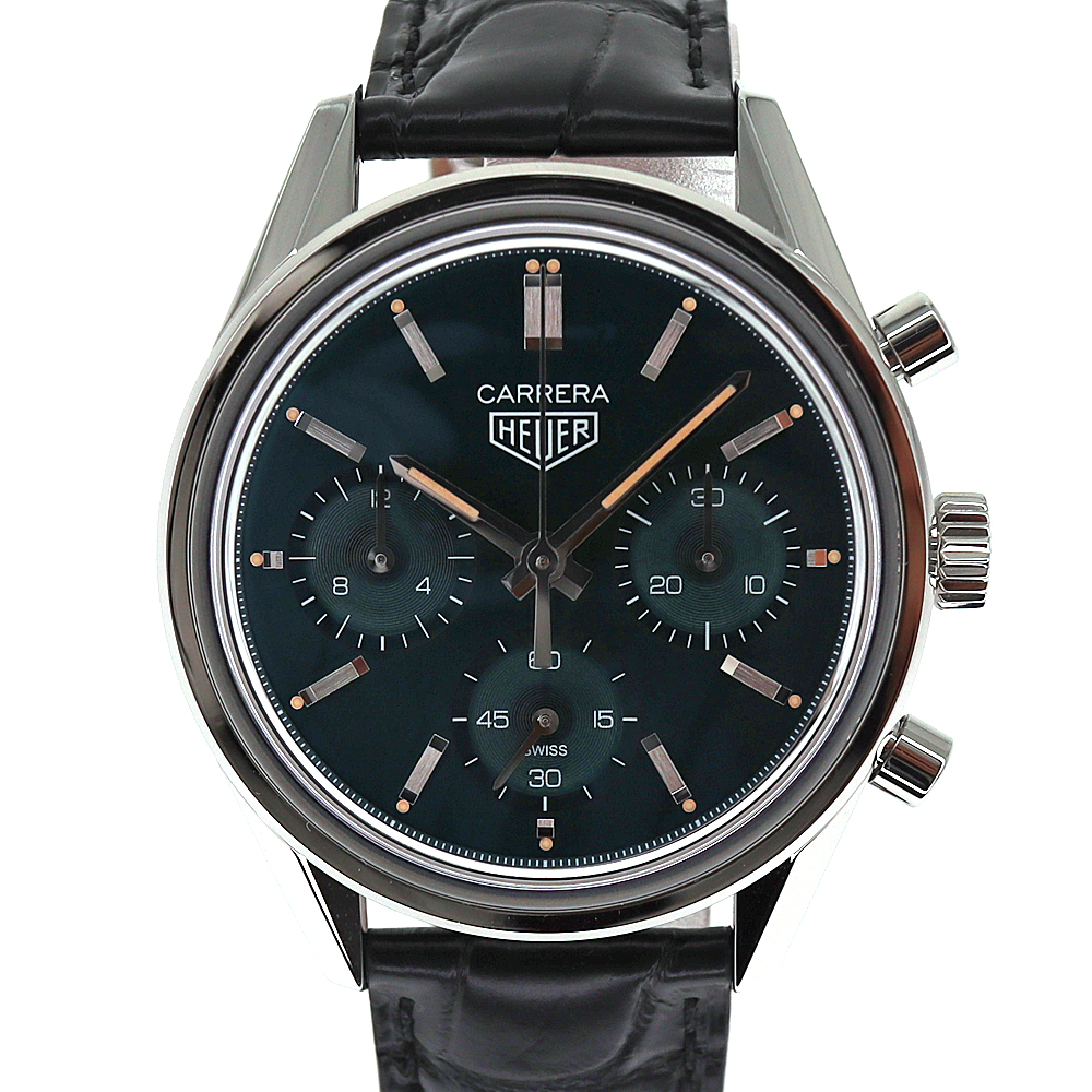 TAG-HEUER 【タグホイヤー】 CBK221F.FC6479 カレラ グリーンスペシャルエディション 世界500本限定 自動巻き クロノグラフ オートマ メンズ ステンレス SS レザー 腕時計 【中古】 USED-8 質屋 かんてい局小牧店　c21-4380