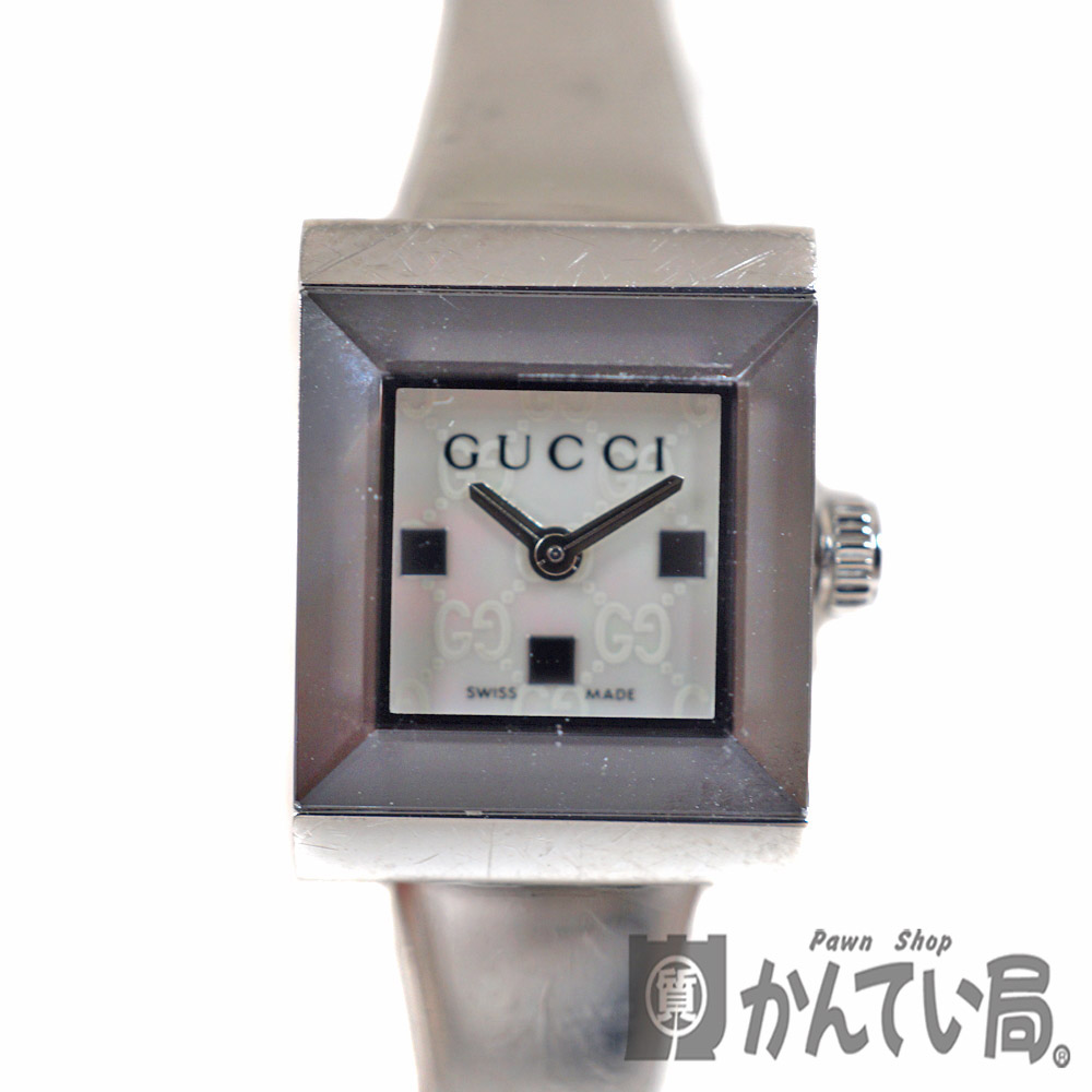 GUCCI【グッチ】 128.5 クォーツ バングル 腕時計 レディース SS 時計 ブランド アクセサリー　シェル　白　ホワイト【中古】USED-6 質屋かんてい局北名古屋店 n20-3676