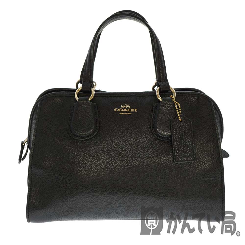 美品】COACH ハンドバッグ 黒 レザー スタッズ