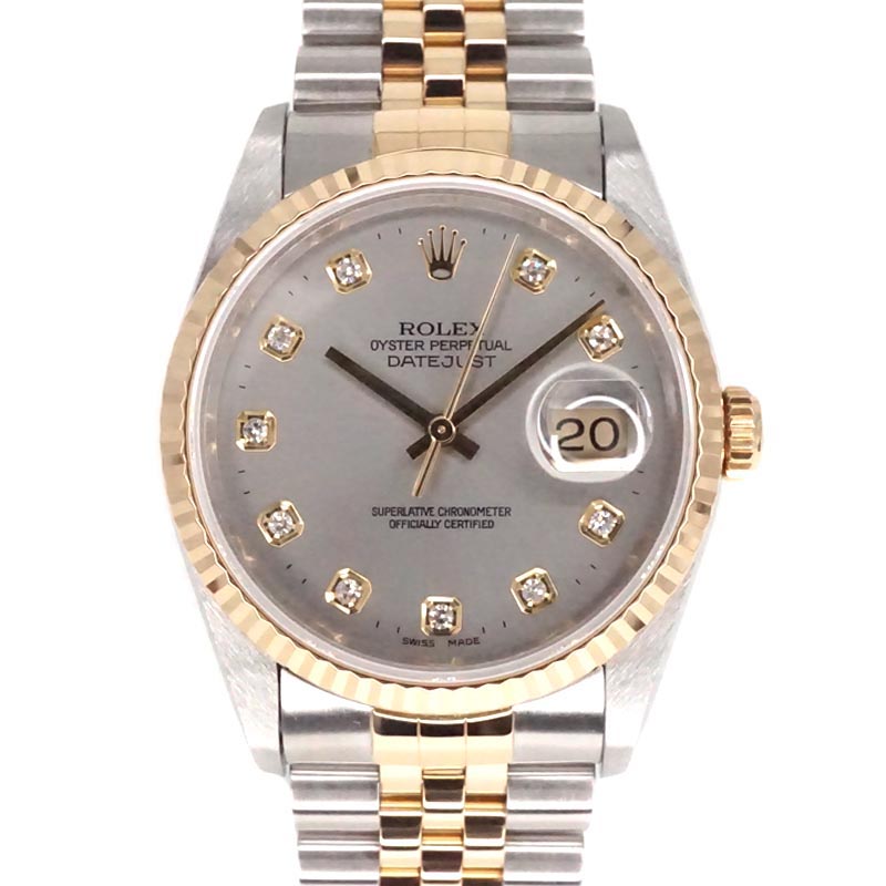 ROLEX【ロレックス】 16233G デイトジャスト 自動巻き メンズ 10Pダイヤ K18YG ステンレススチール 腕時計 【中古】 USED-9 質屋かんてい局細畑店 h2205074