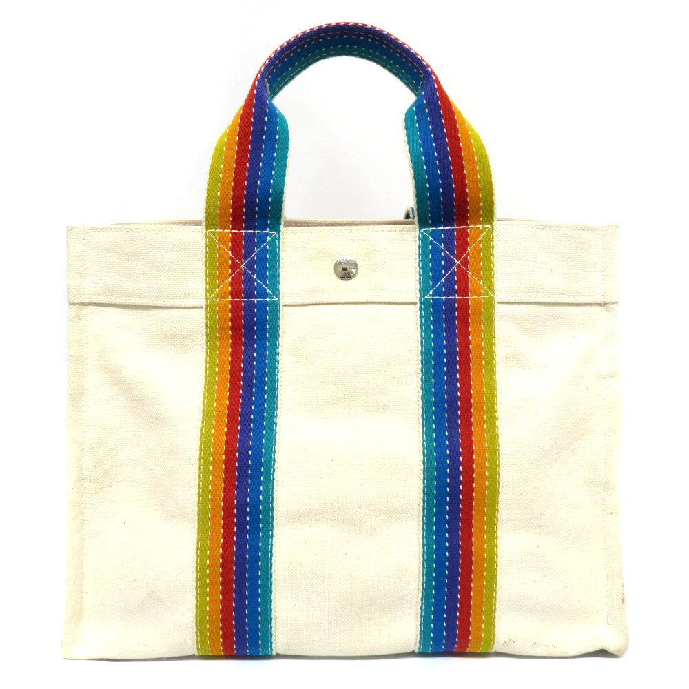 HERMES【エルメス】 カバス ド プラージュ キャンバス レインボー オフホワイト トートバッグ 男女兼用 ユニセックス 鞄 【中古】 USED-6 質屋 かんてい局細畑店 h2104883