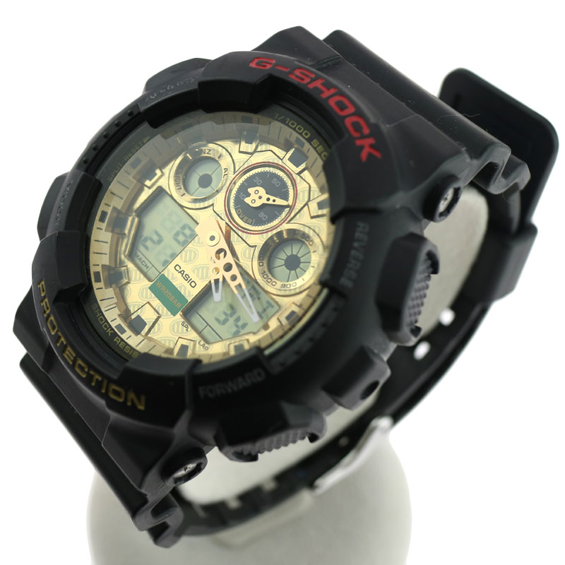 G-SHOCK GA-100 黒金 腕時計 G-SHOCK resist GA-100 黒/金 20気圧