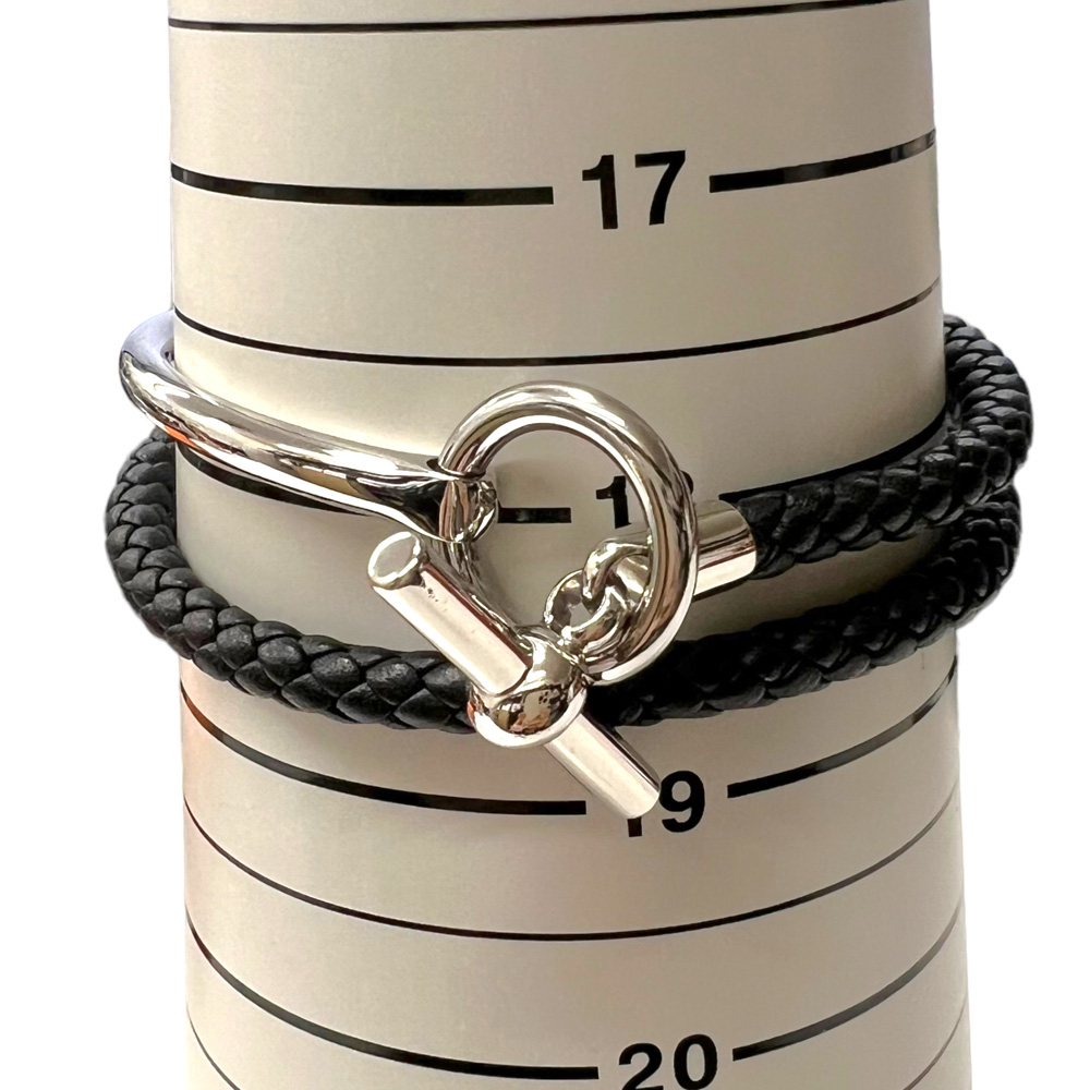 エルメス Hermes グレナンHリンク ブレスレットレザー ブラック シルバー エルメス Hermes グレナンHリンク ブレスレットレザー ブラック