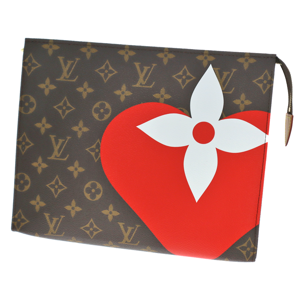 LOUISVUITTON【ルイヴィトン】M80282 ポッシュ・トワレット26 ゲーム・オン トランプ ハート ポーチ 小物 化粧ポーチ クラッチバッグ モノグラム フラワー キャンバス ブラウン系 レディース メンズ ユニセックス【中古】USED-7 質屋かんてい局春日井店 k22-4744