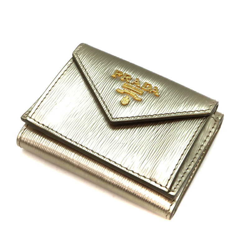 PRADA ゴールド 折り財布 【公式通販】