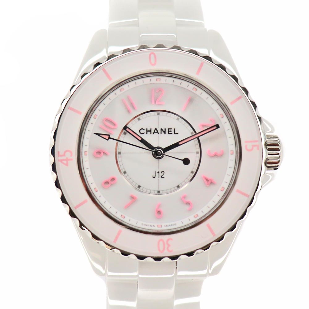シャネル Chanel H6755 J12 ピンクブラッシュ クォーツ 腕時計 ホワイト セラミック 【中古】