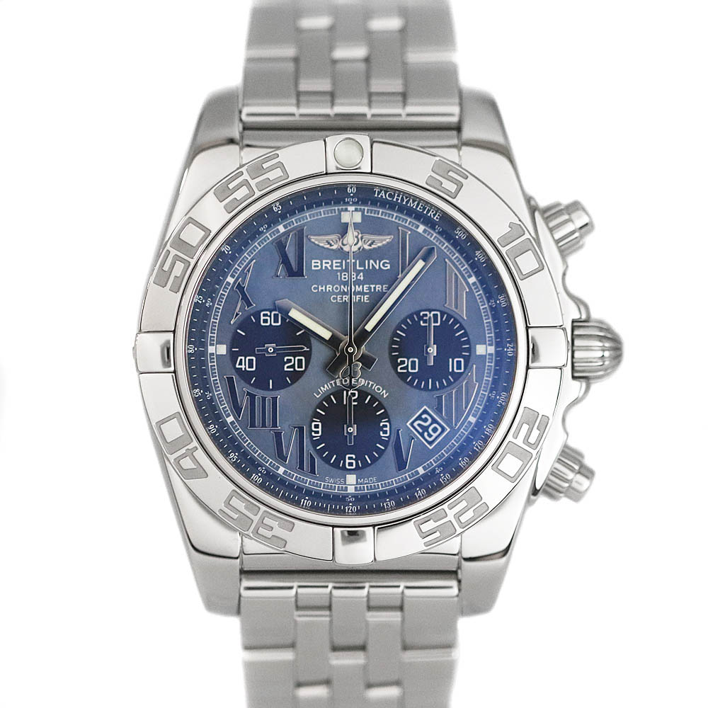 ブライトリング Breitling AB01111A/BG64 AB0111 クロノマット44 ブラックローマン 日本限定500本 ブルー シェル マザーオブパール ステンレス 自動巻き オートマチック メンズ 腕時計 【中古】